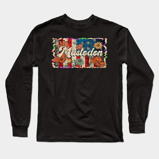 Retro Mastodon Pattern 80s 90s Birthday Style 70s 80s Long Sleeve T-Shirt by Gorilla Animal